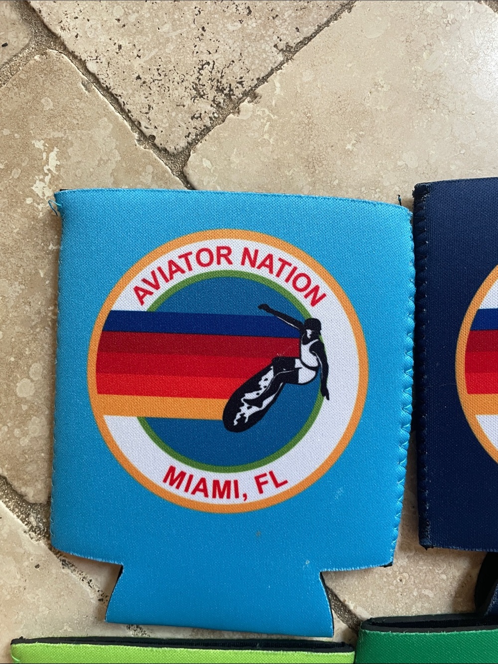 Aviator Nation Miami Florida 4 Can Cooler Neoprene Holders Coozies - Picture 3 of 3